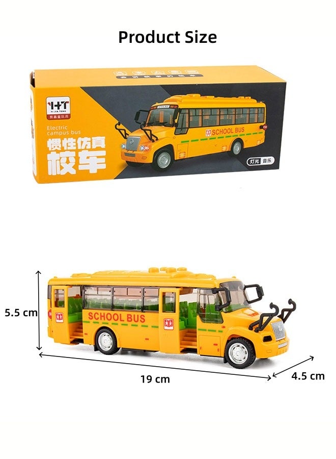 الدليبن حافلة مدرسية لعبة للأطفال الصغار، حافلة مدرسية لعبة بأربعة أضواء وامضة وأصوات مختلفة، مركبات لعبة حافلة مصبوبة، حافلة محاكاة للأطفال، نموذج محاكاة سيارة بأبواب خلفية وجانبية قابلة للفتح، حافلة لعبة قصة موسيقية للأطفال، هدايا للأطفال (أصفر) - Image 2